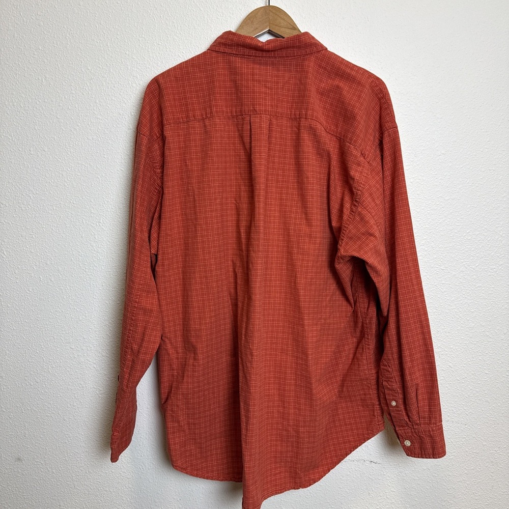 VINTAGE GAP Shirt Mens Size XL Button Up Classic Oxford Cotton Plaid Orange - Picture 6 of 9